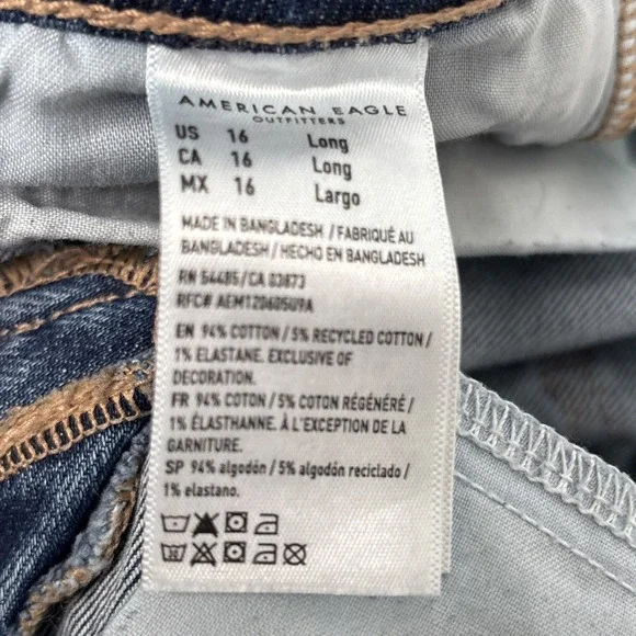 American Eagle Y2K Baggy Wide Leg Jeans Women’s 16 Long Low Rise - Picture 16 of 16